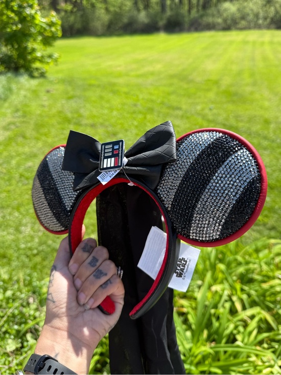 Disney / Star Wars - Darth Vader Black & Red Hand Bedazzled Minnie Ears
